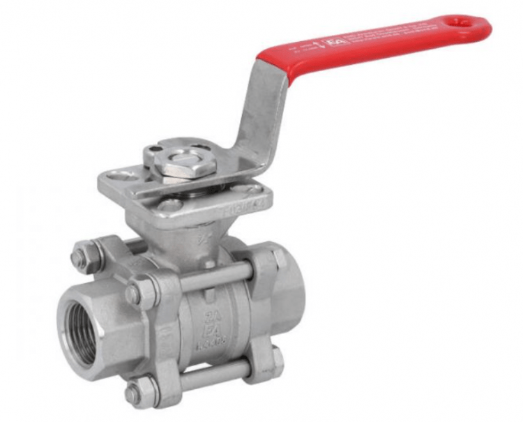 Кран шаровый 1", PN64, 1.4408/PTFE-FKM, Innengewinde, ISO 5211, DIN3202-M3