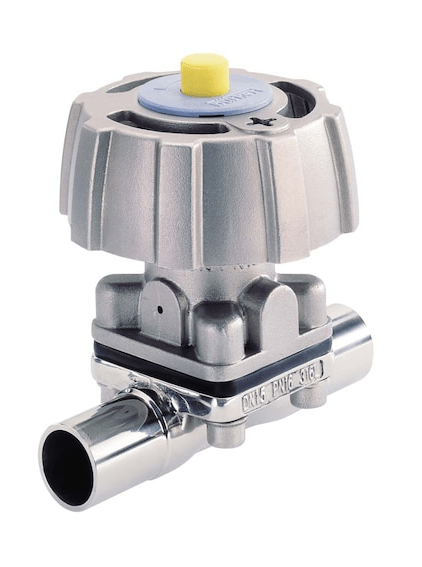 2/2-ходовой мембранный клапан с ручным управлением в корпусе из нержавеющей стали (216042)